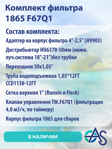 Система обезжелезивания AQUASEGMENTUM 1865 F67Q1. КОМПЛЕКТЫ ОБОРУДОВАНИЯ AQUASEGMENTUM (В СБОРЕ). (АКВАСЕГМЕНТУМ) фото 3 Система обезжелезивания AQUASEGMENTUM 1865 F67Q1. КОМПЛЕКТЫ ОБОРУДОВАНИЯ AQUASEGMENTUM (В СБОРЕ). (АКВАСЕГМЕНТУМ) фото 3