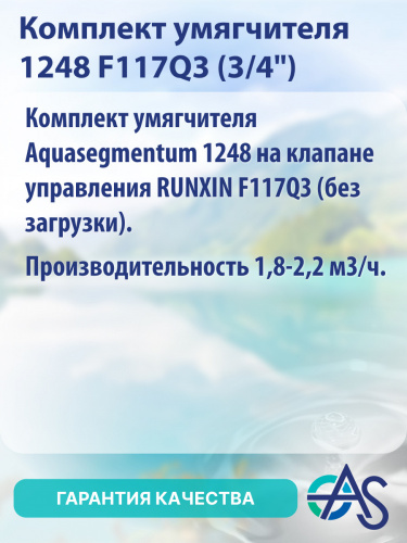 Комплект умягчителя Aquasegmentum 1248 на клапане управления RUNXIN F117Q3 (без загрузки). Производительность 1,8-2,2 м3/ч. фото 8 Комплект умягчителя Aquasegmentum 1248 на клапане управления RUNXIN F117Q3 (без загрузки). Производительность 1,8-2,2 м3/ч. фото 8